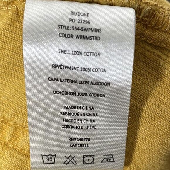 RE/DONE Skirt Womens 27 Yellow 70s Pocket Mini Corduroy 100% Cotton - Picture 12 of 12